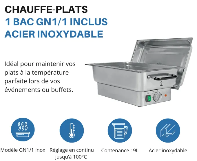 Chafing Dish Electrique GN1/1 Acier Inoxydable - L2G