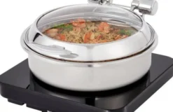 Chafing Dish Inox Rond avec Couvercle en Verre 5,8 L - Pujadas