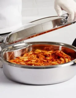 Chafing Dish Inox Rond avec Couvercle en Verre 5,8 L - Pujadas