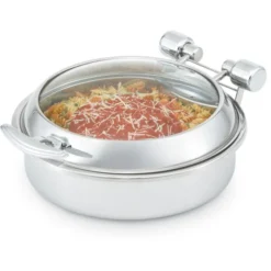 Chafing Dish Inox Rond avec Couvercle en Verre 5,8 L - Pujadas