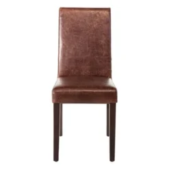 Chaise Dossier Haut en Simili Cuir Marron Foncé - Lot de 2 - Bolero