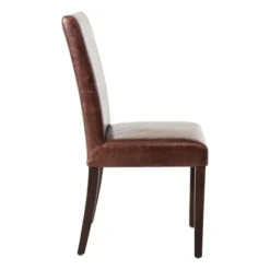 Chaise Dossier Haut en Simili Cuir Marron Foncé - Lot de 2 - Bolero