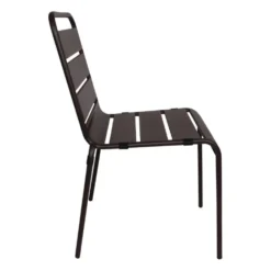 Chaise à Lattes en Acier Noire - Lot de 4 - Bolero