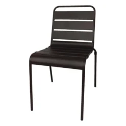 Chaise à Lattes en Acier Noire - Lot de 4 - Bolero