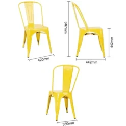 Chaise Restaurant Bistrot Acier Jaune - Lot de 4 - Bolero