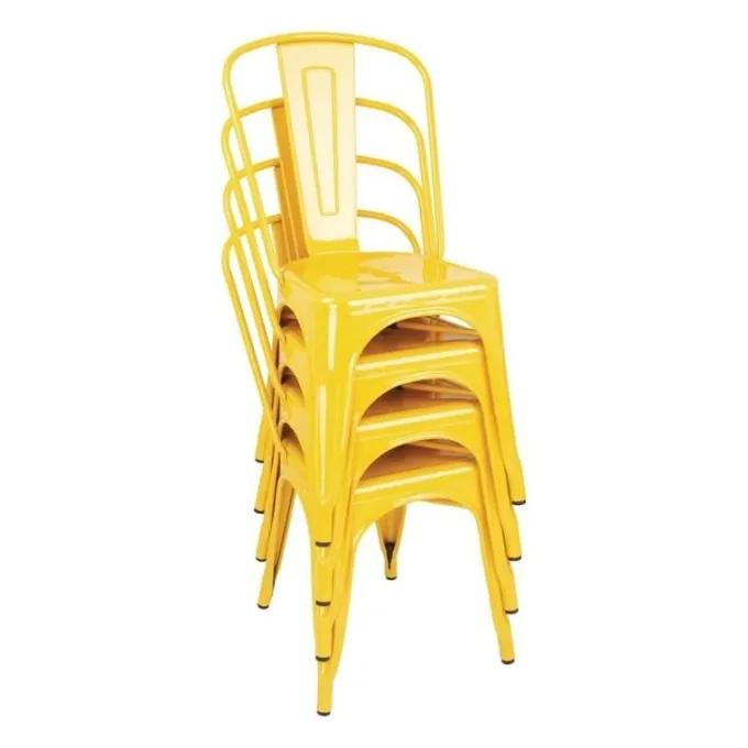 Chaise Restaurant Bistrot Acier Jaune - Lot de 4 - Bolero