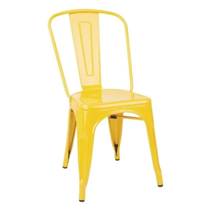 Chaise Restaurant Bistrot Acier Jaune - Lot de 4 - Bolero