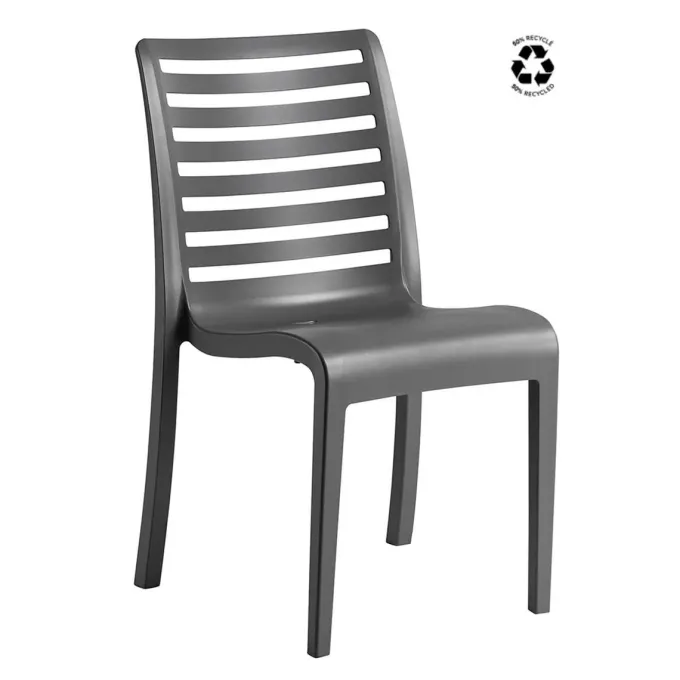Chaise Restaurant SLAT Anthracite Recyclé - Lot de 6 - Grosfillex