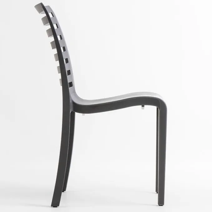 Chaise Restaurant SLAT Anthracite Recyclé - Lot de 6 - Grosfillex