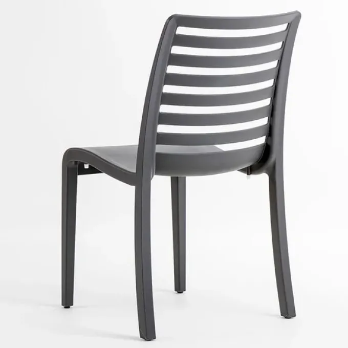 Chaise Restaurant SLAT Anthracite Recyclé - Lot de 6 - Grosfillex