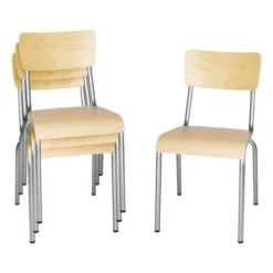 Chaises avec Assise et Dossier en Bois Cantina Galvanisées - Lot de 4 - Bolero