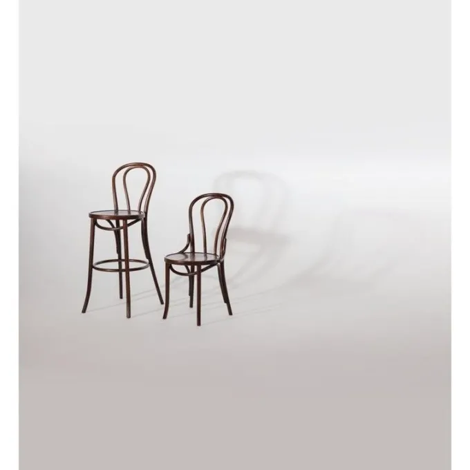 Chaises Bistrot en Bois Courbé Finition Noyer