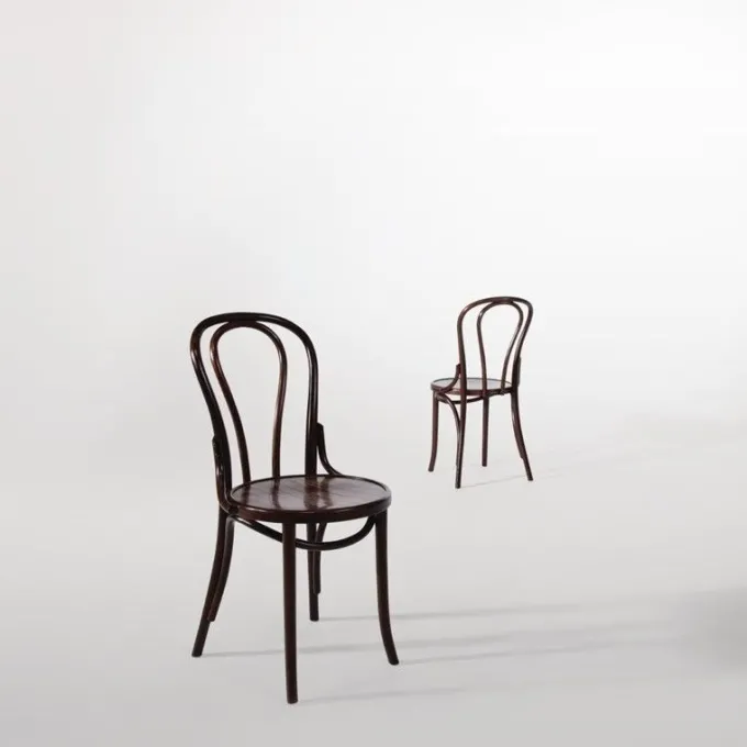 Chaises Bistrot en Bois Courbé Finition Noyer
