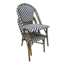 Chaise Style Parisien - Alu et Polyrotin Noire - Lot de 2 - Bolero