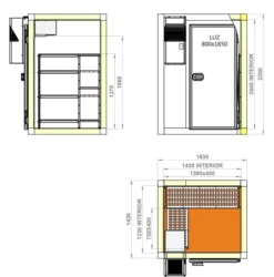 Chambre Froide Négative Epaisseur 100 mm - 1630 x 1430 x 2200 mm - Coreco