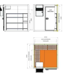 Chambre Froide Négative Epaisseur 100 mm - 2030 x 2030 x 2200 mm - Coreco