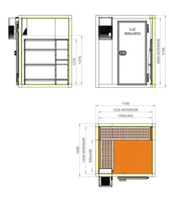 Chambre Froide Positive Epaisseur 80 mm - 1790 x 1590 x 2160 mm - Coreco