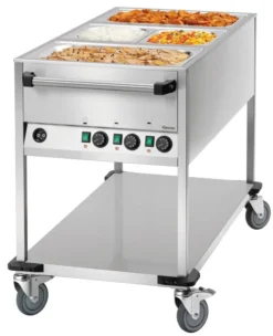 Chariot à Bain-Marie - 3 Cuves GN 1/1 avec Robinet - Bartscher