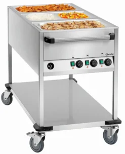 Chariot à Bain-Marie - 3 Cuves GN 1/1 avec Robinet - Bartscher