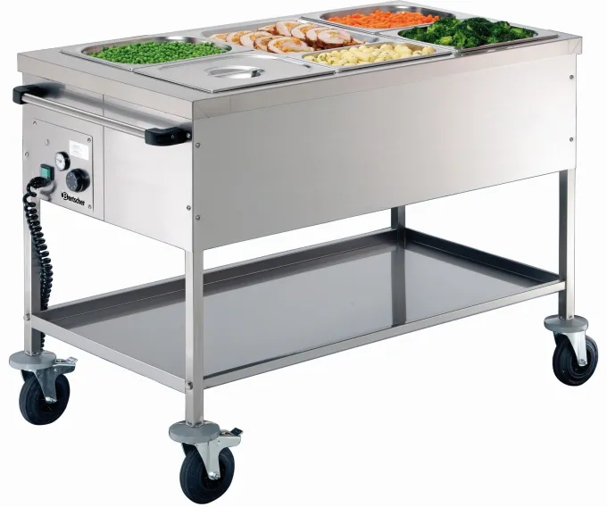 Chariot bain-marie professionnel 3 Bacs GN 1/1 sans Robinet - Bartscher