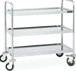 Chariot de Service Inox Monté - 3 étagères 900 x 500 mm - Distform