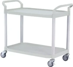 Chariot de service polypropylène Gris clair 2 Plateaux 1100 x 520 x H950 mm - Matériel CHR Pro