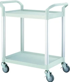 Chariot de service polypropylène Gris clair 2 Plateaux 800 x 480 x H950 mm - Matériel CHR Pro