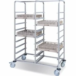 Chariot Double en Inox pour Casiers à Vaisselle 18 Niveaux - Pujadas