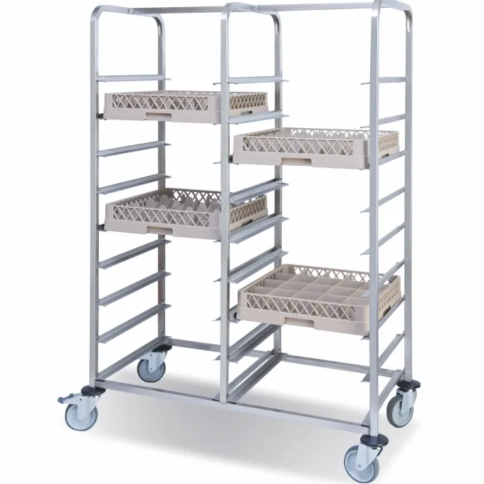 Chariot Double en Inox pour Casiers à Vaisselle 18 Niveaux - Pujadas