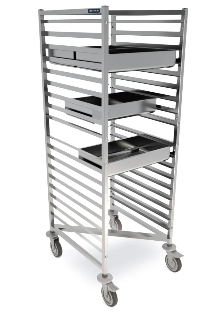 Chariot Inox Emboîtable GN 2/1 Renforcé - 18 Paires de Glissières - Distform