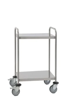 Chariot Inox soudé avec poignée 2 Plateaux 620x420x1025mm - Matériel CHR Pro
