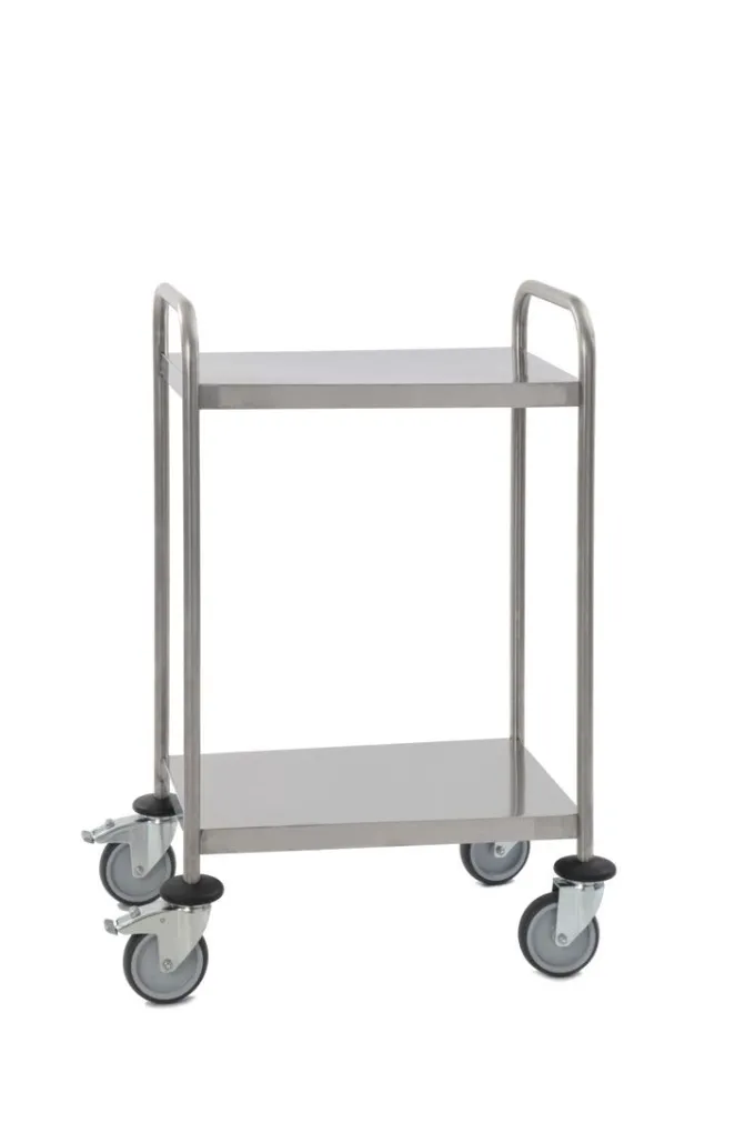 Chariot Inox soudé avec poignée 2 Plateaux 620x420x1025mm - Matériel CHR Pro