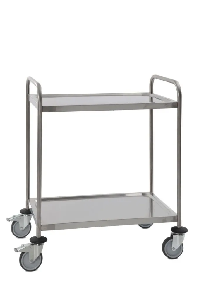 Chariot Inox soudé avec poignée 2 Plateaux 880 x 580 x H1015 mm - Matériel CHR Pro