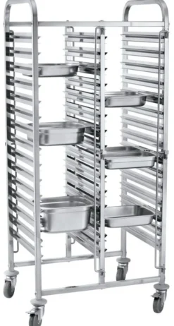 Chariot porte-plateaux double - 30 x GN 1/1 740x550x(H)1730 mm - Hendi