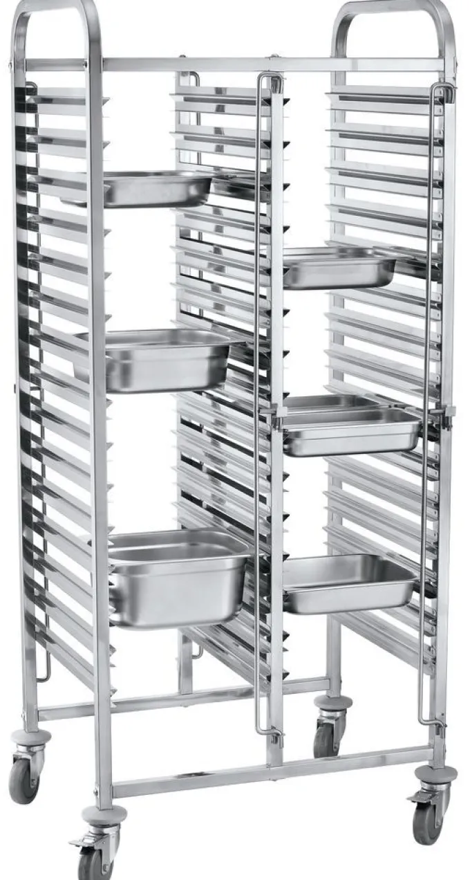 Chariot porte-plateaux double - 30 x GN 1/1 740x550x(H)1730 mm - Hendi