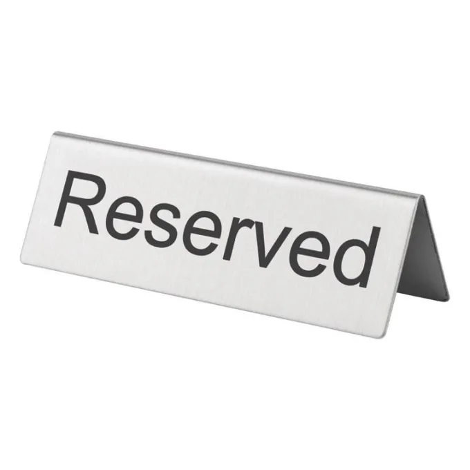 Chevalets de table en inox Olympia - Réservé - 120 x 38 x 35 mm