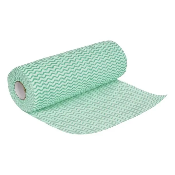 Chiffon non tissé vert - Rouleau de 100 chiffons - Jantex
