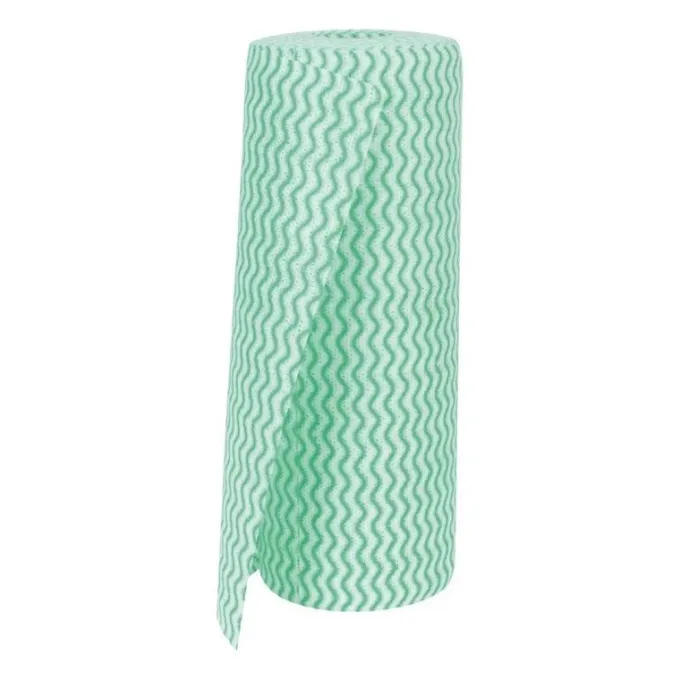 Chiffon non tissé vert - Rouleau de 100 chiffons - Jantex