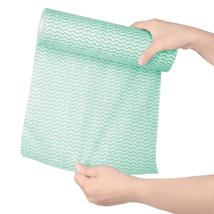 Chiffon non tissé vert - Rouleau de 100 chiffons - Jantex