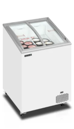Congélateur coffre de Crème Glacée avec couvercles coulissants vitrés bombés 85 L - TEFCOLD