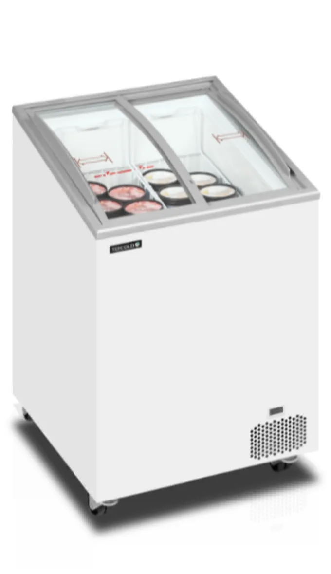 Congélateur coffre de Crème Glacée avec couvercles coulissants vitrés bombés 85 L - TEFCOLD