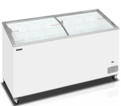 Congélateur coffre de crème glacée avec couvercles coulissants vitrés bombés - 398 L - TEFCOLD