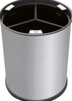 Corbeille de Tri Inox 3 Compartiments Amovibles Noirs - Probbax