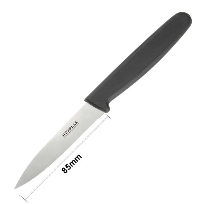 Couteau d'Office Professionnel Lame Droite Noir 75 mm - Hygiplas