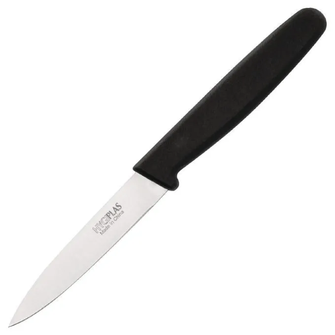 Couteau d'Office Professionnel Lame Droite Noir 75 mm - Hygiplas