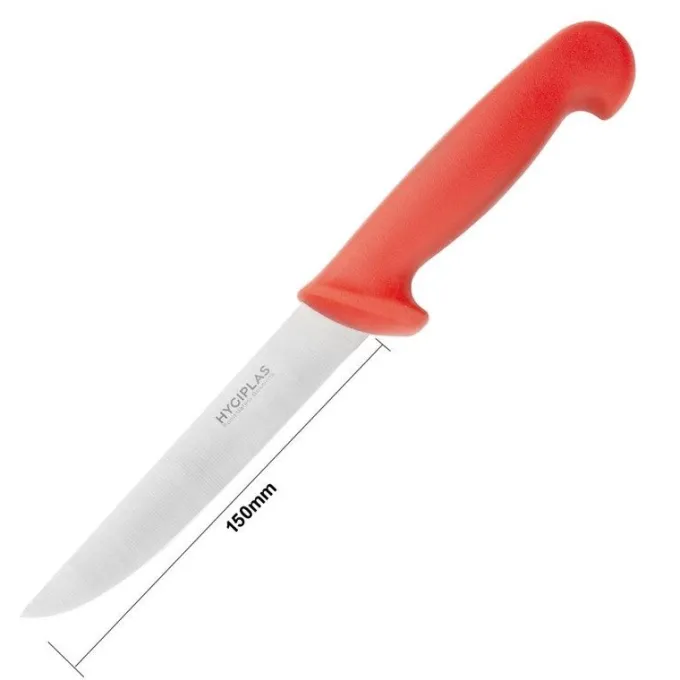 Couteau à Désosser à Lame Rigide Rouge 150 mm - Hygiplas