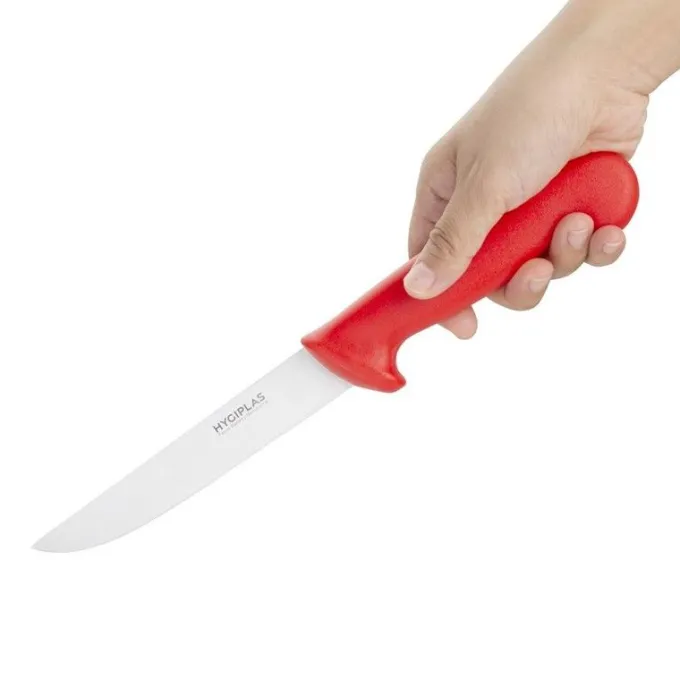 Couteau à Désosser à Lame Rigide Rouge 150 mm - Hygiplas