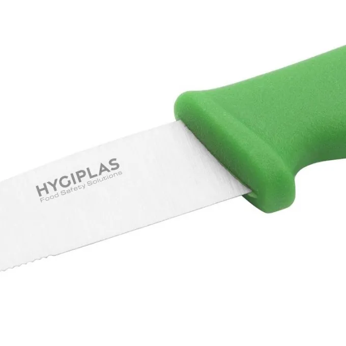 Couteau à Légumes Denté Vert 100 mm - Hygiplas