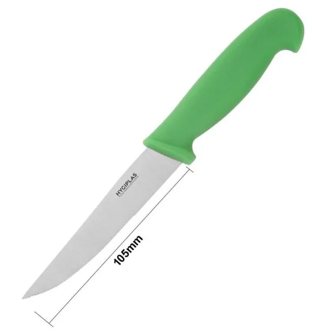 Couteau à Légumes Denté Vert 100 mm - Hygiplas