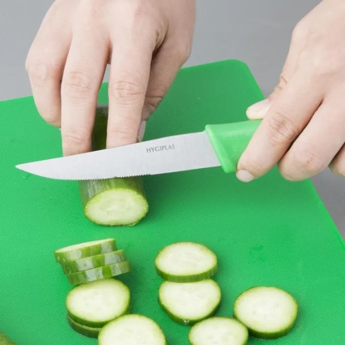 Couteau à Légumes Denté Vert 100 mm - Hygiplas